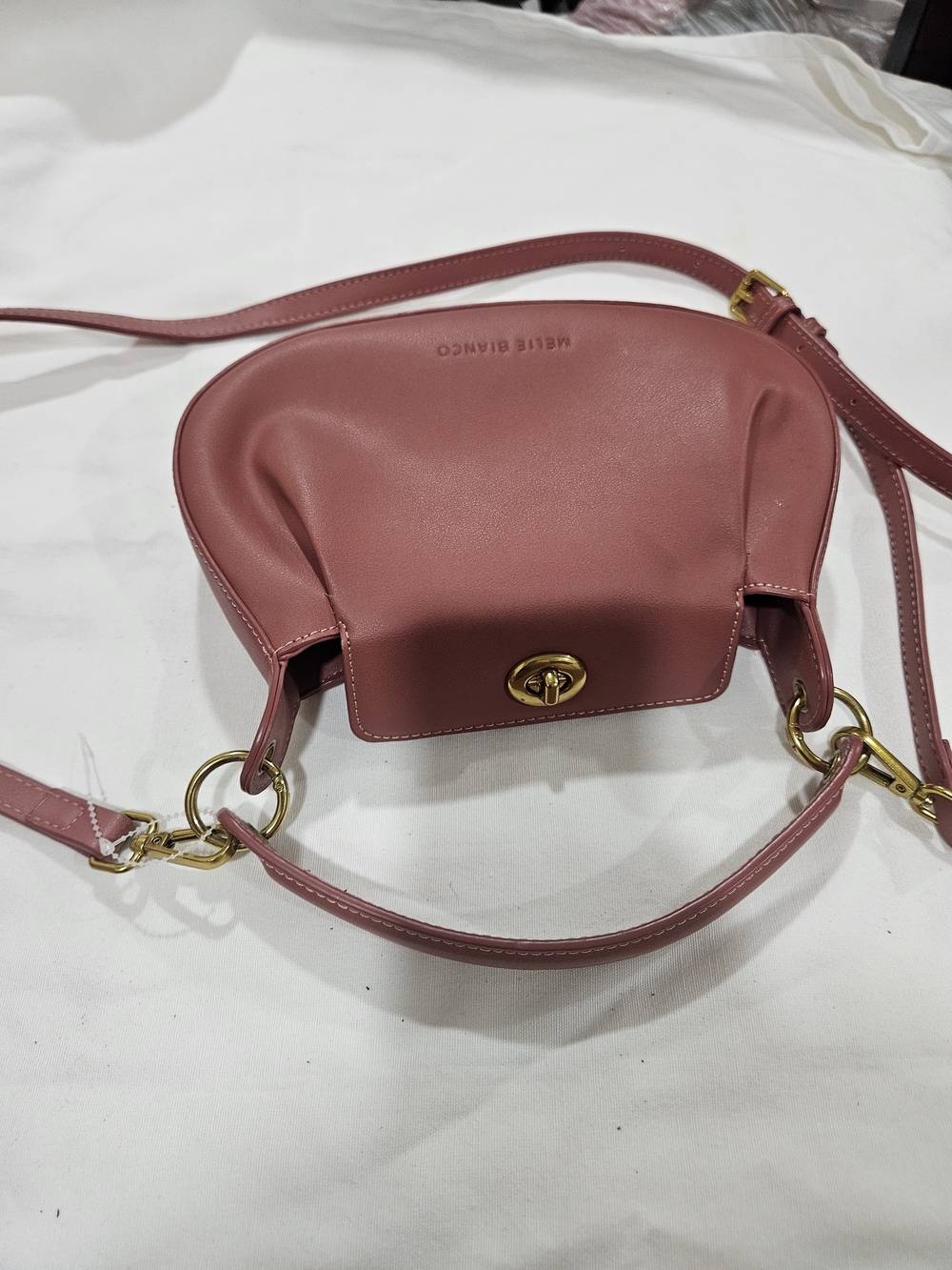 Melie Bianco Pink Leather Crossbody Bag